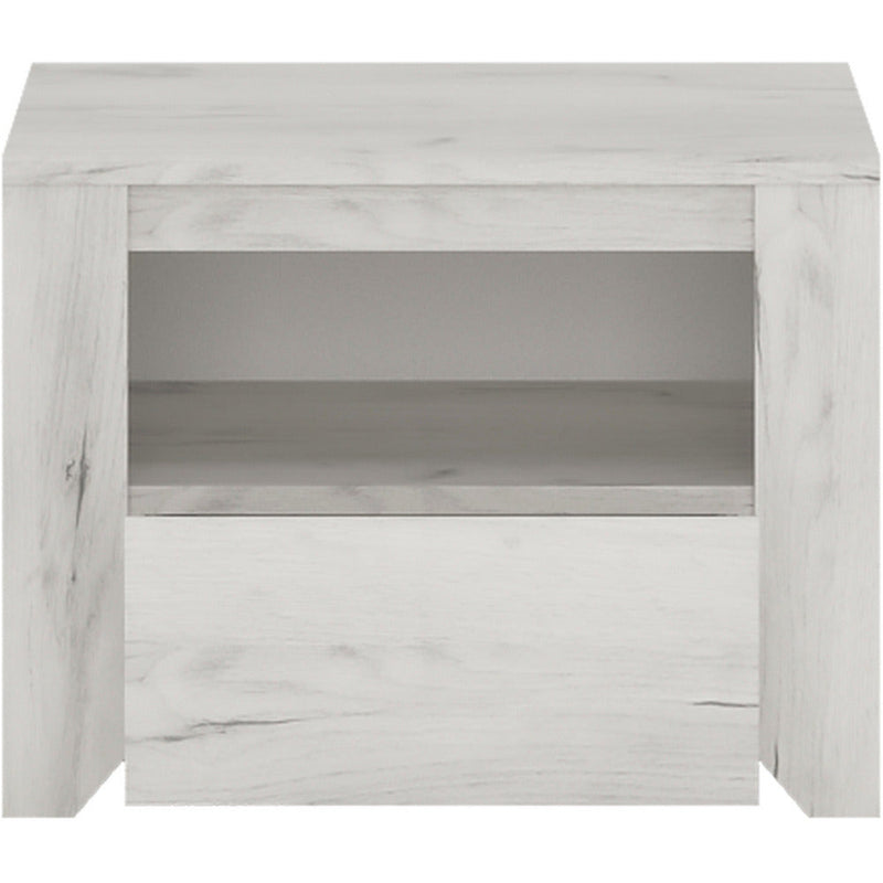 Angela 1 Drawer White Oak Bedside Cabinet