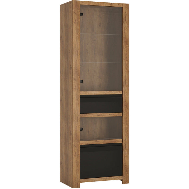 Havana Oak 1 Door 1 Drawer Display Cabinet