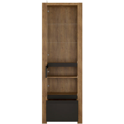 Havana Oak 1 Door 1 Drawer Display Cabinet