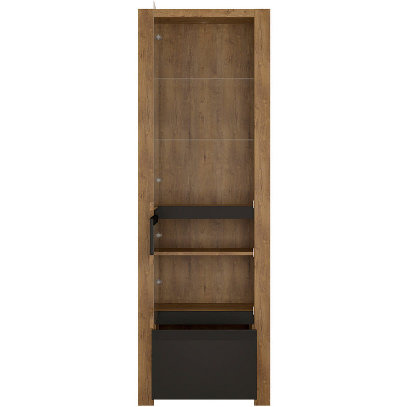 Havana Oak 1 Door 1 Drawer Display Cabinet