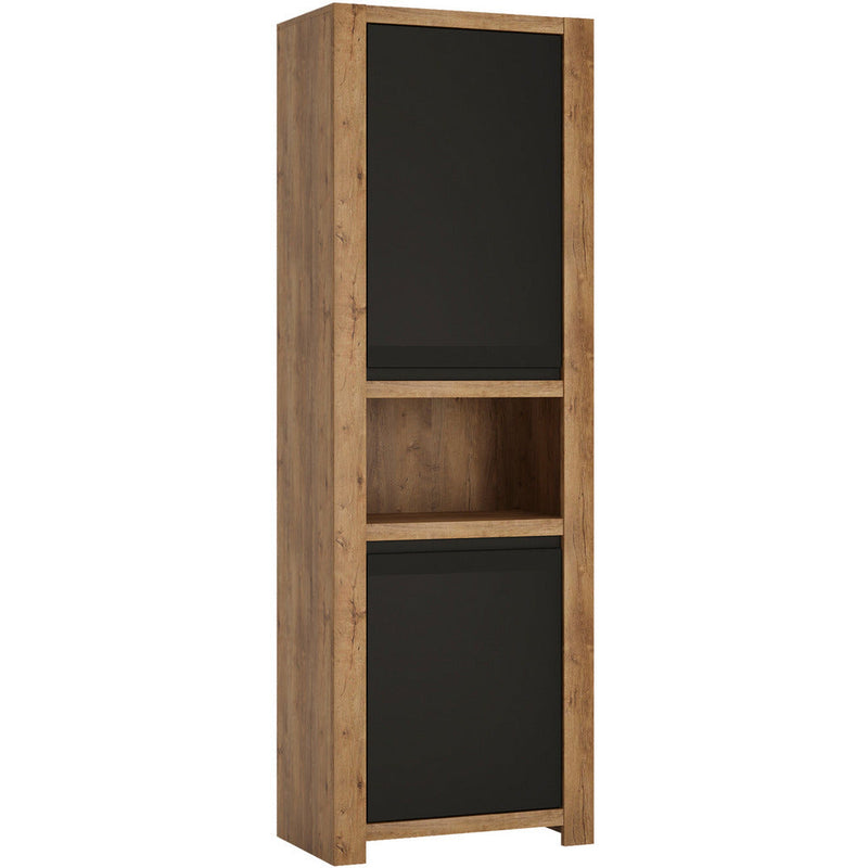 Havana Oak 2 Door Tall Open Shelf Cupboard