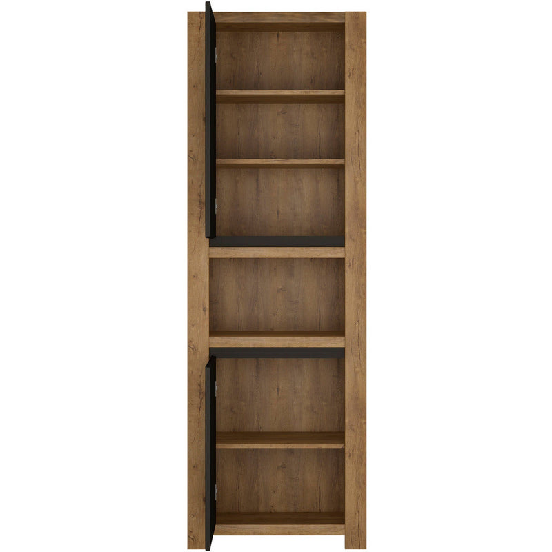 Havana Oak 2 Door Tall Open Shelf Cupboard