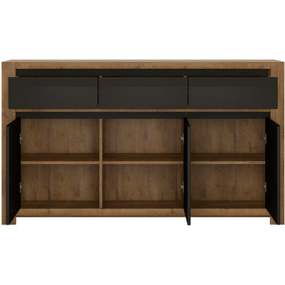 Havana Lefkas Oak 3 Door 3 Drawer Sideboard