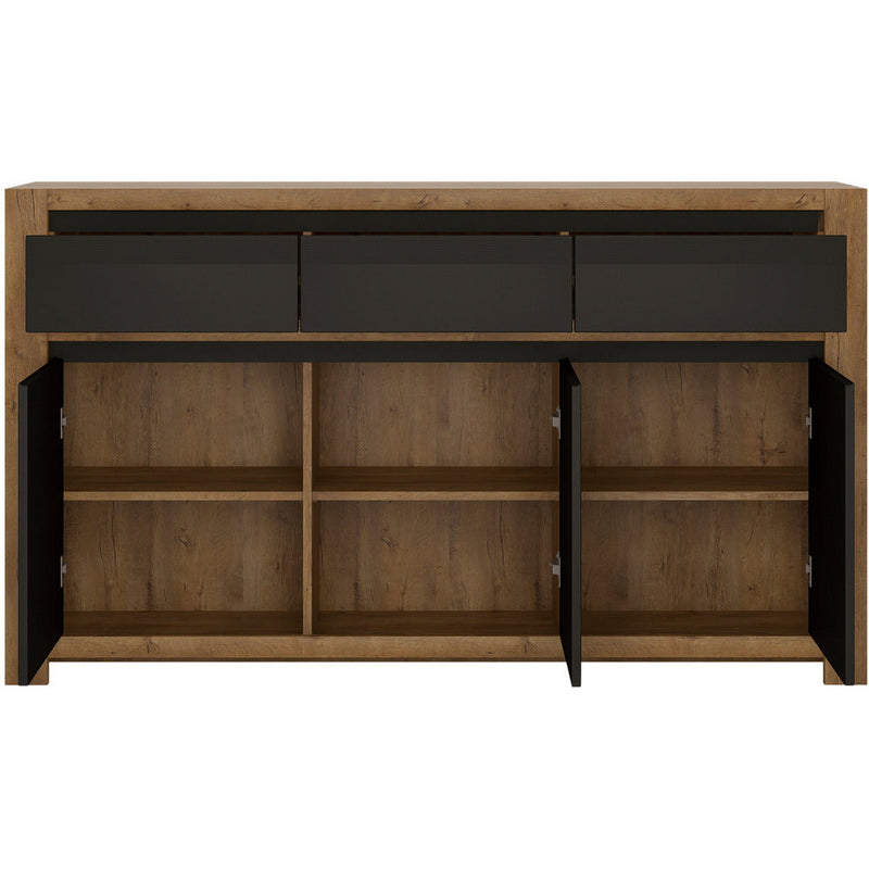 Havana Lefkas Oak 3 Door 3 Drawer Sideboard