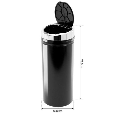 42L Stainless Steel Sensor Trash Can W/ Bucket - Black