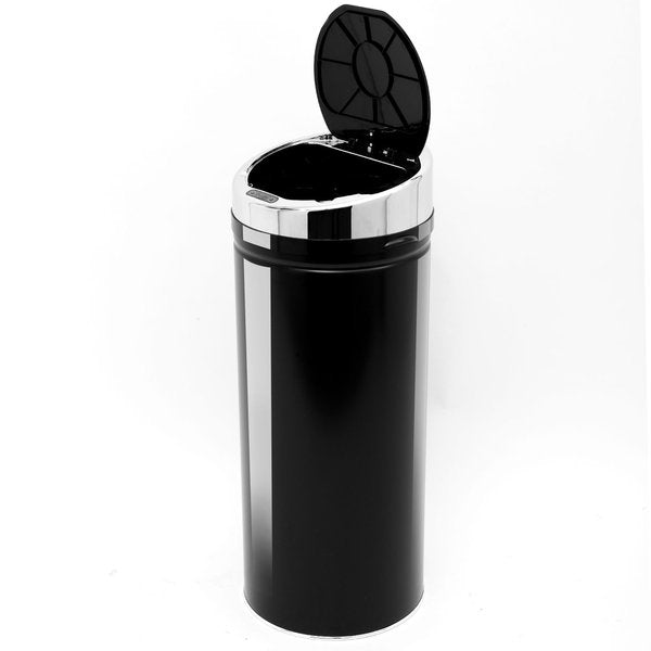 42L Stainless Steel Sensor Trash Can W/ Bucket - Black