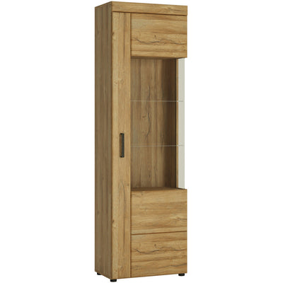 Cortina Right Hand Oak Tall Glazed Display Cabinet