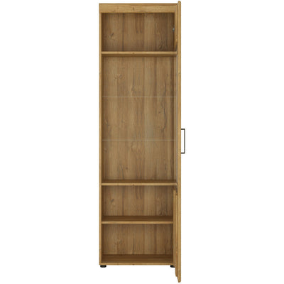 Cortina Right Hand Oak Tall Glazed Display Cabinet