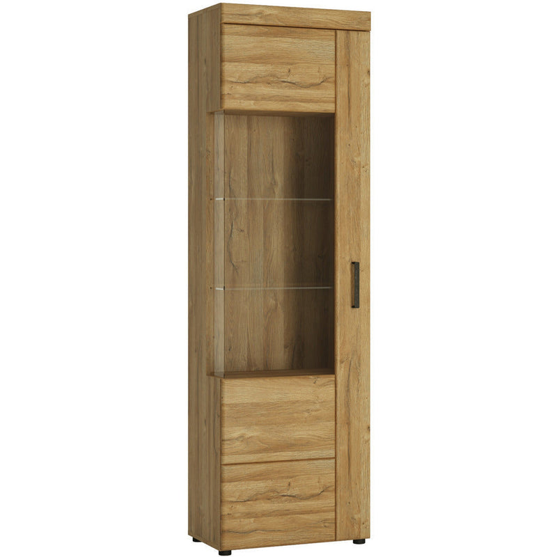 Cortina Left Hand Oak Tall Glazed Display Cabinet