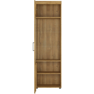 Cortina Left Hand Oak Tall Glazed Display Cabinet