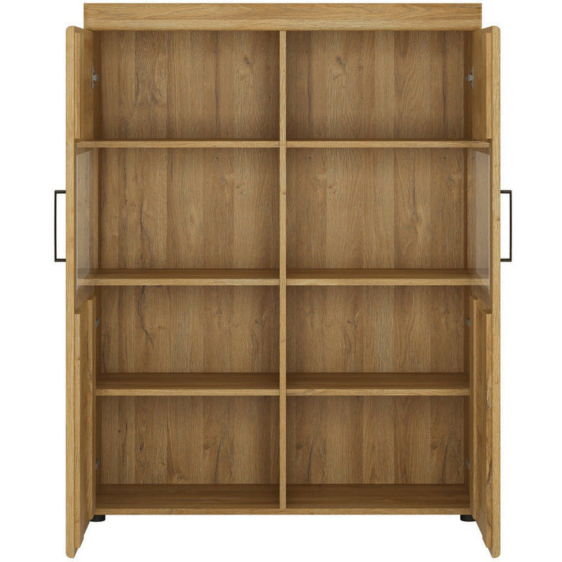 Cortina Oak Low Wide 2 Door Display Cabinet