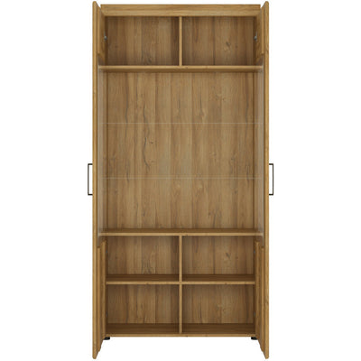 Cortina Oak Tall Wide 2 Door Glazed Display Cabinet