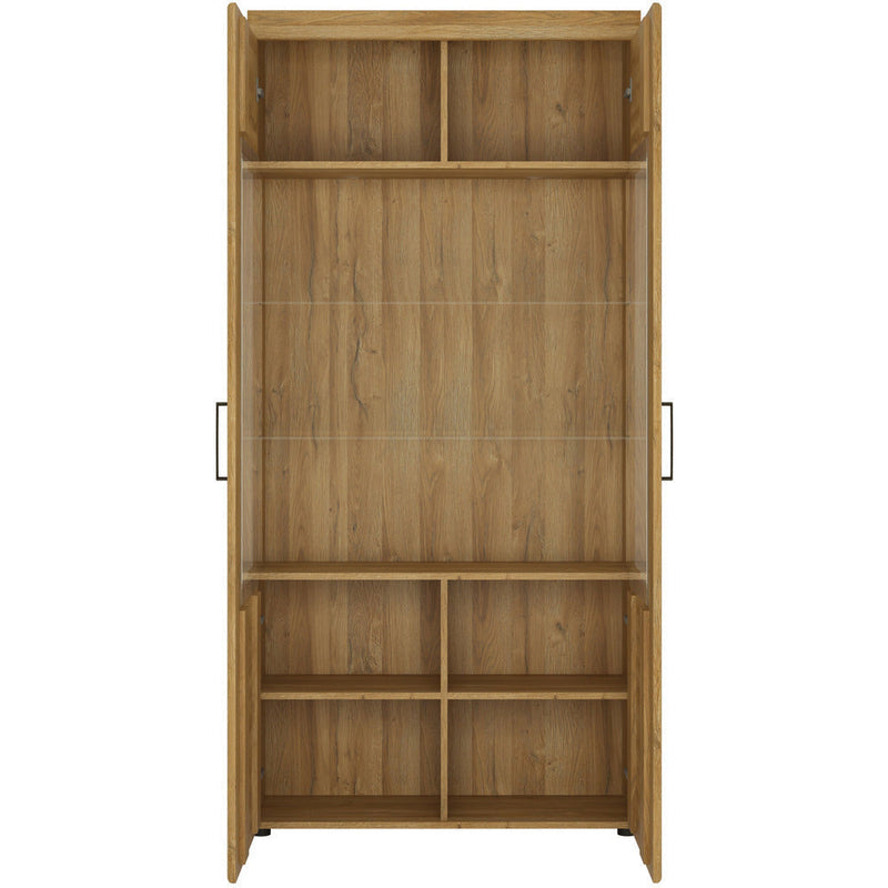 Cortina Oak Tall Wide 2 Door Glazed Display Cabinet