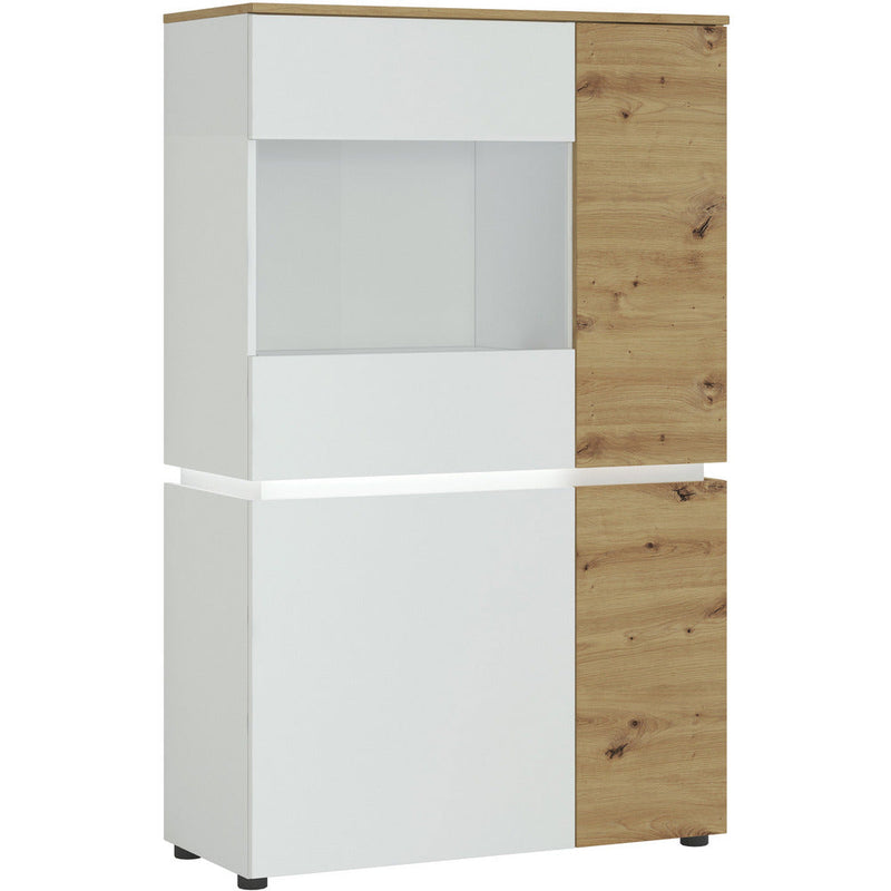 Luci White & Oak With LED Lights 4 Door Low Display Cabinet