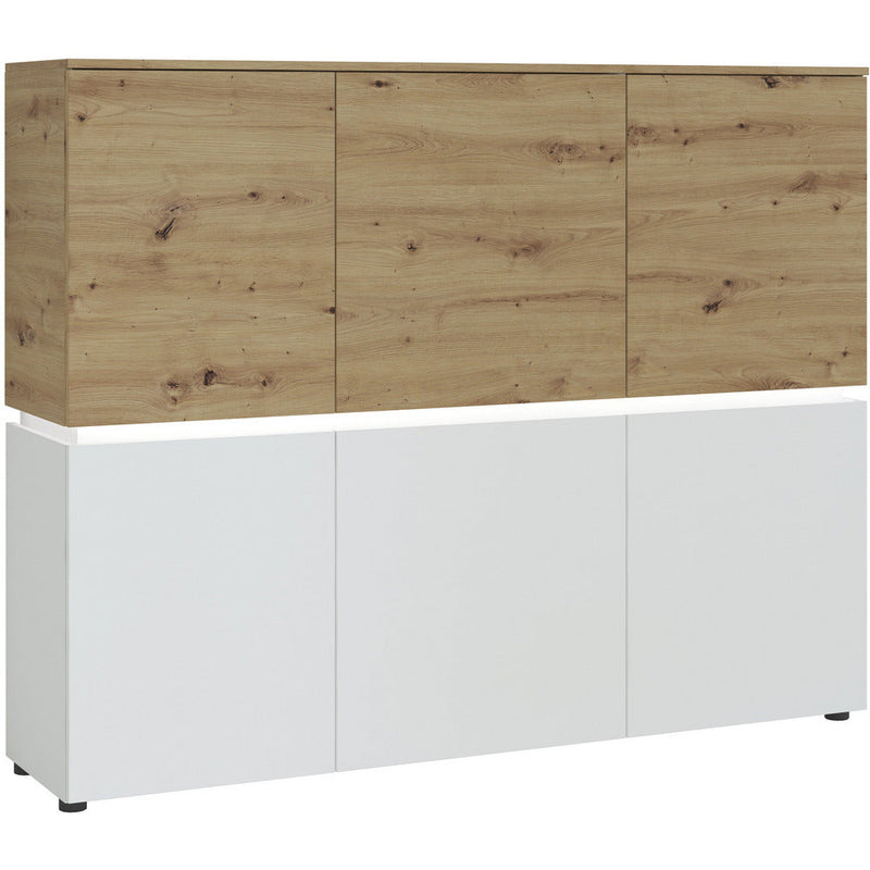 Luci White & Oak With LED Lights 6 Door Cabinet