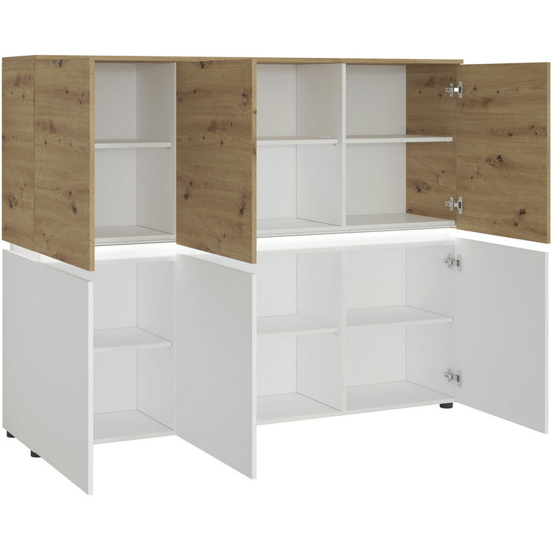 Luci White & Oak With LED Lights 6 Door Cabinet