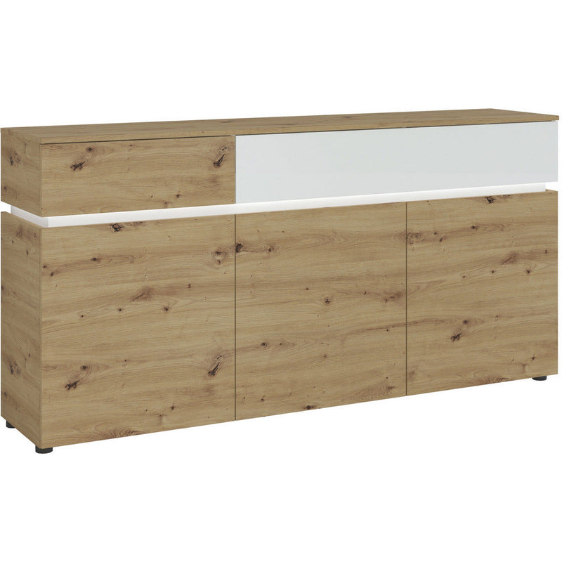 Luci White & Oak With LED Lights 3 Door 2 Drawer Sideboard