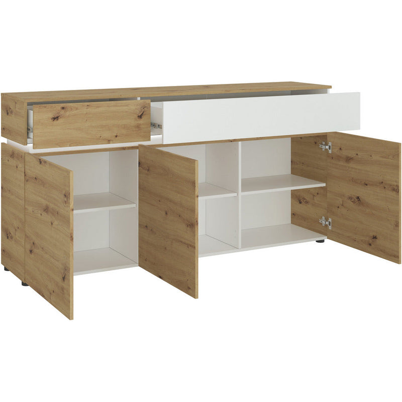 Luci White & Oak With LED Lights 3 Door 2 Drawer Sideboard