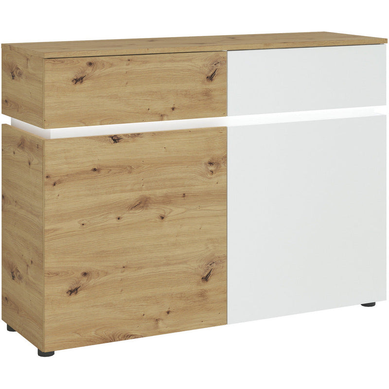 Luci White & Oak With LED Lights 2 Door 2 Drawer Cabinet