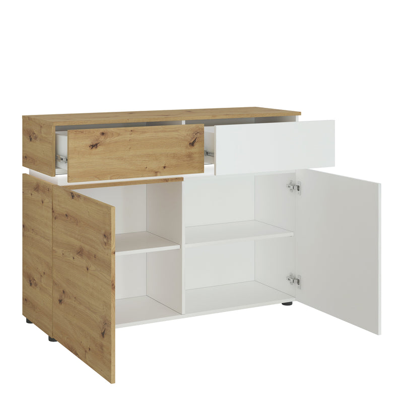 Luci 2 door 2 drawer cabinet in White and Oak 4380770