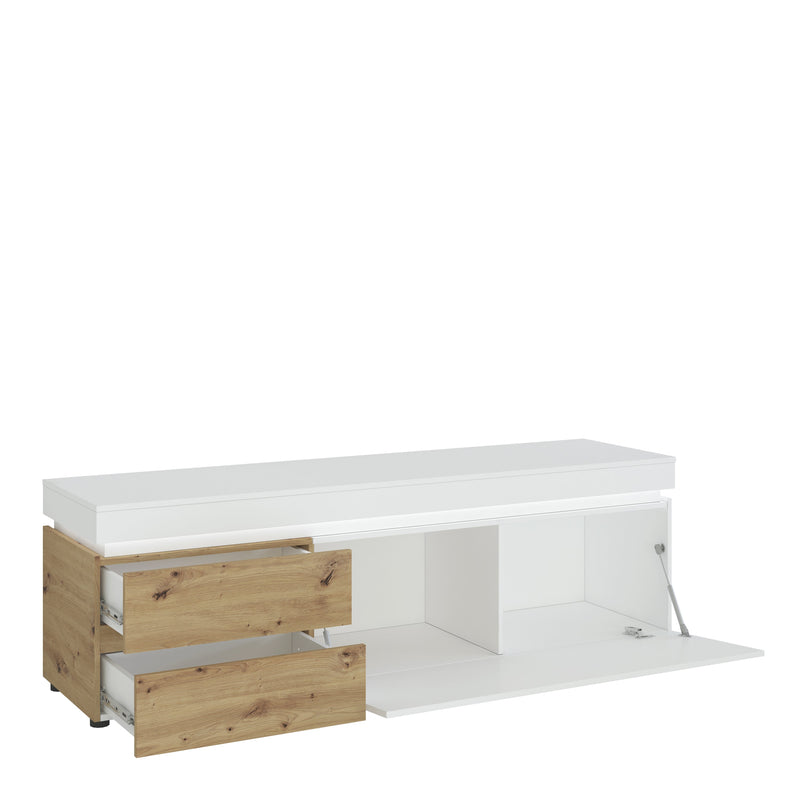 Luci 1 door 2 drawer 180 cm wide TV unit in White and Oak 4380870