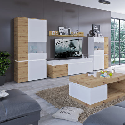 Luci 1 door 2 drawer 180 cm wide TV unit in White and Oak 4380870