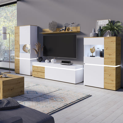 Luci 1 door 2 drawer 180 cm wide TV unit in White and Oak 4380870