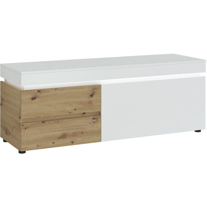 Luci White & Oak With LED Lights 1 Door 2 Drawer TV Unit