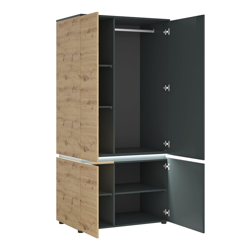 Luci 4 door wardrobe in Platinum and Oak 4390371