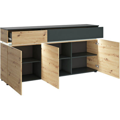 Luci Platinum & Oak With LED Lights 3 Door 2 Drawer Sideboard