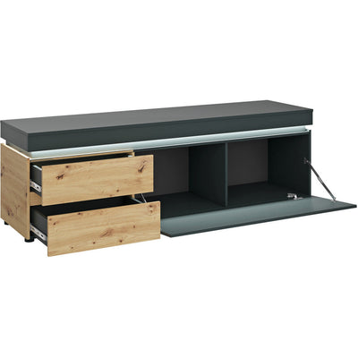 Luci Platinum & Oak With LED Lights 1 Door 2 Drawer Wide TV Unit