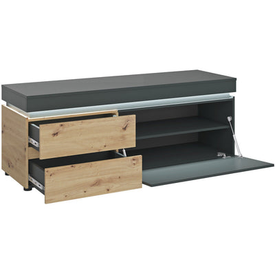 Luci Platinum & Oak With LED Lights 1 Door 2 Drawer TV Unit