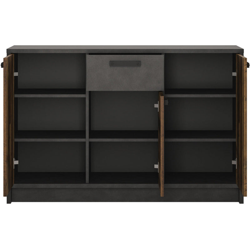 Brock Walnut 3 Door 1 Drawer Cabinet