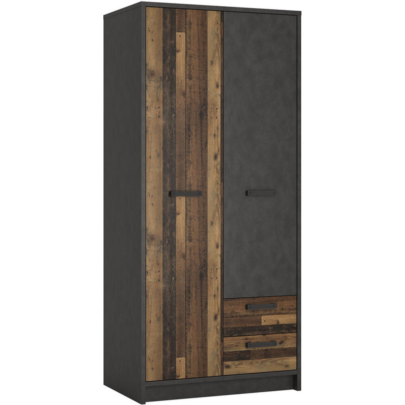 Brock Walnut 2 Doors 2 Drawers Wardrobe