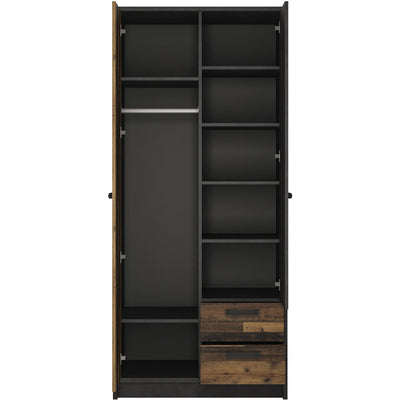 Brock Walnut 2 Doors 2 Drawers Wardrobe