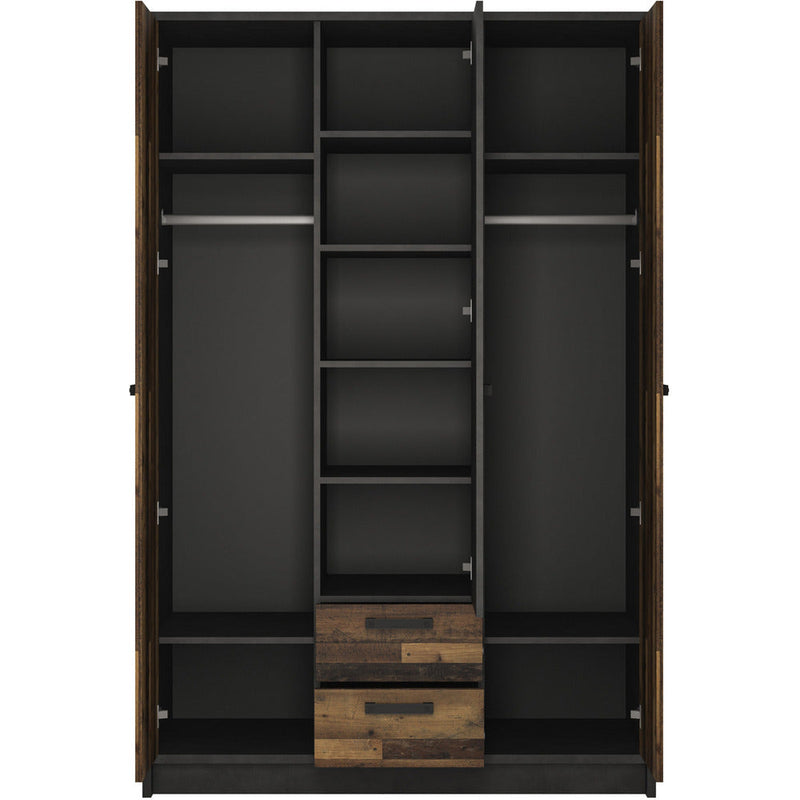 Brock Walnut 3 Doors 2 Drawers Wardrobe