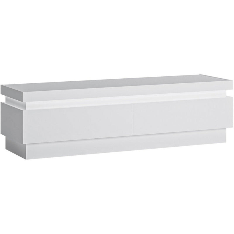 Lyon White & High Gloss White LED Lighting 2 Drawer TV Unit