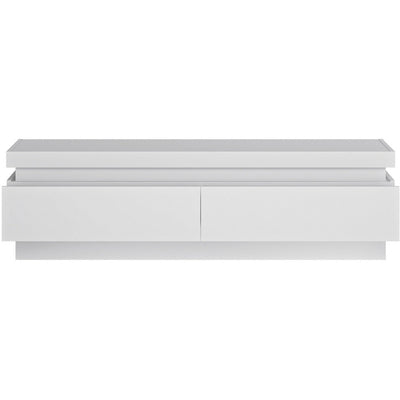 Lyon White & High Gloss White LED Lighting 2 Drawer TV Unit