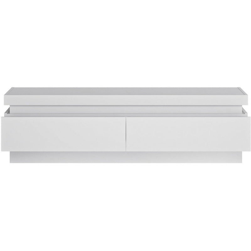 Lyon White & High Gloss White LED Lighting 2 Drawer TV Unit