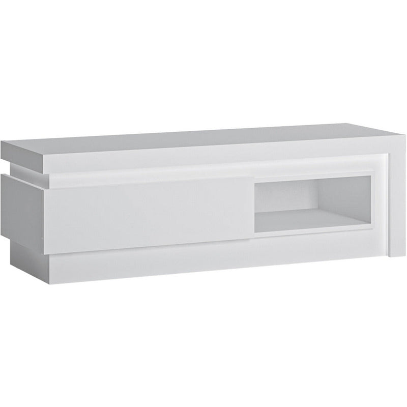 Lyon White High Gloss 1 Drawer With Open Shelf TV Unit