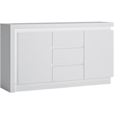 Lyon White & High Gloss 2 Door 3 Drawer With LED Lighting Sideboard