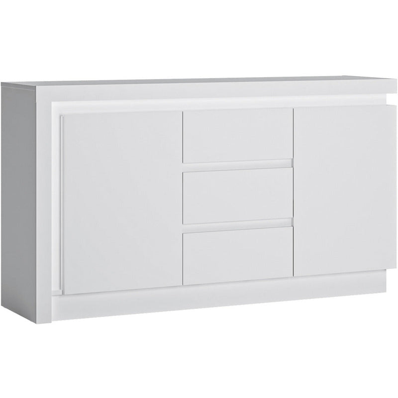 Lyon White & High Gloss 2 Door 3 Drawer With LED Lighting Sideboard