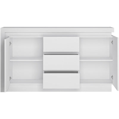 Lyon White & High Gloss 2 Door 3 Drawer With LED Lighting Sideboard