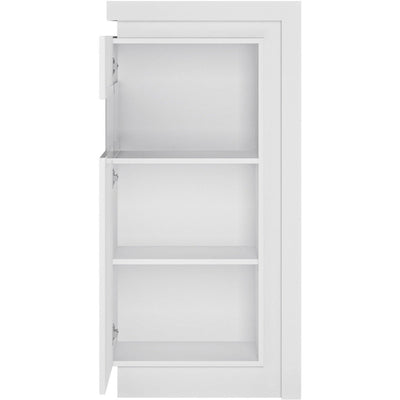 Lyon White & High Gloss Narrow LHD Display Cabinet With LED