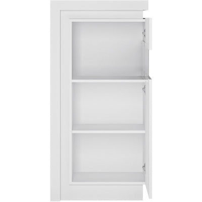 Lyon White & High Gloss Narrow RHD Display Cabinet With LED