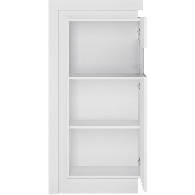 Lyon White & High Gloss Narrow RHD Display Cabinet With LED