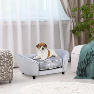 Dogs Elevated Plush Sponge Bed Grey