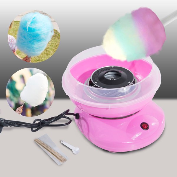 450W Portable Mini Stainless Steel Electric Cotton Candy Maker Candy Floss Machine - Pink