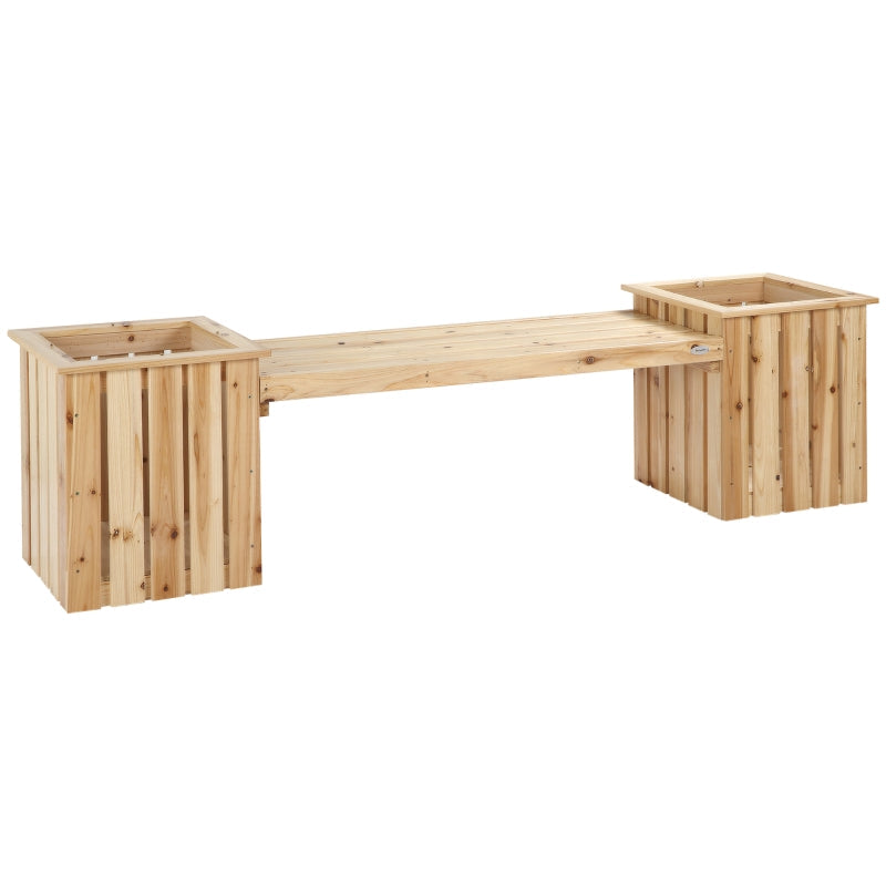 2 Seater Wooden Garden Planter - Natural