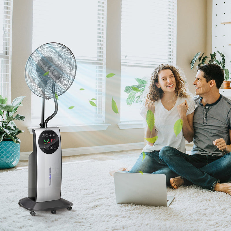 HOMCOM Pedestal Fan with Water Mist Spray, Humidifying Misting Fan, Standing Fan w/3 Speeds, 3.1L Water Tank Electric Mosquito Killer Jack, Black